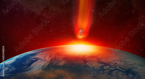 Fototapeta Naklejka Na Ścianę i Meble -  Attack of the asteroid on the Earth 