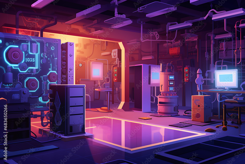 interior of a building illustration (AI Generated) - obrazy, fototapety, plakaty 
