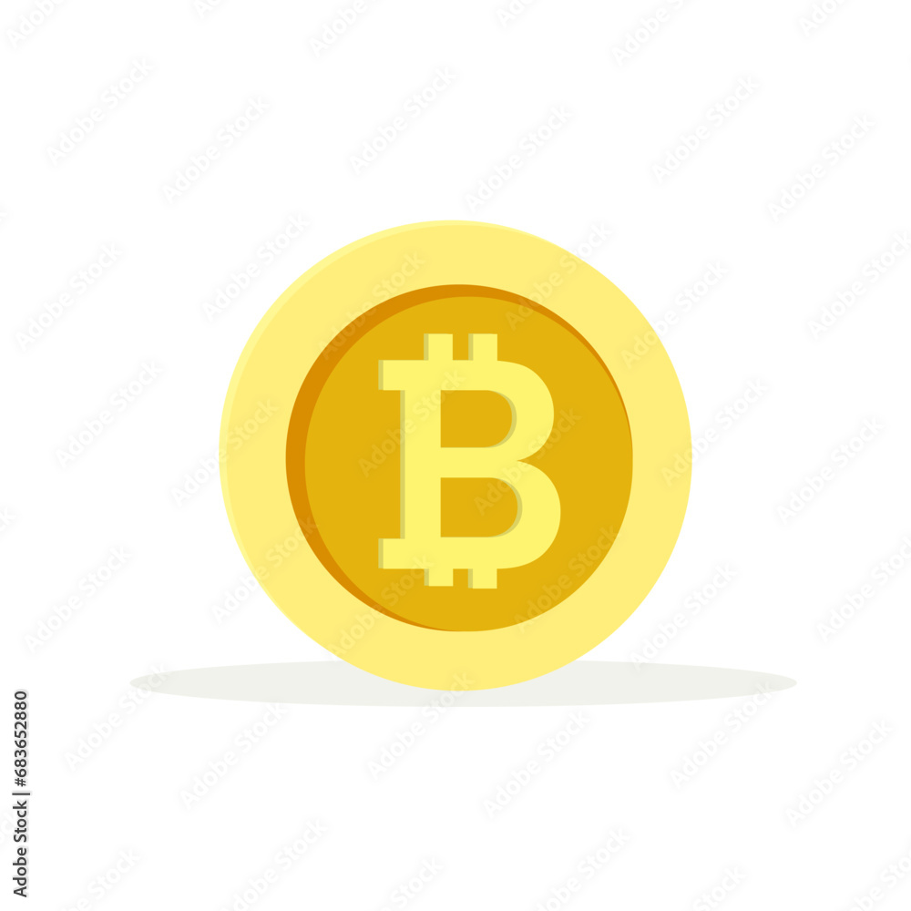 Bitcoin coin icon. Gold bitcoin cartoon style isolated. Shiny gold bitcoin sign for designers and illustrators. Gold piece in the form of a vector illustration. Digital currency. Vector icon Bitcoin coin icon. Gold bitcoin cartoon style isolated. Shiny gold bitcoin sign for designers and illustrators. Gold piece in the form of a vector illustration. Digital currency. Vector icon