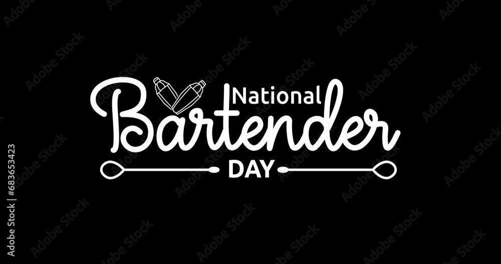 National Bartender Day text animation. Handwritten calligraphy in 4 clips of different colors with alpha channel. Great for promotions, campaigns, celebrations, and Events. Transparent background. National Bartender Day text animation. Handwritten calligraphy in 4 clips of different colors with alpha channel. Great for promotions, campaigns, celebrations, and Events. Transparent background.