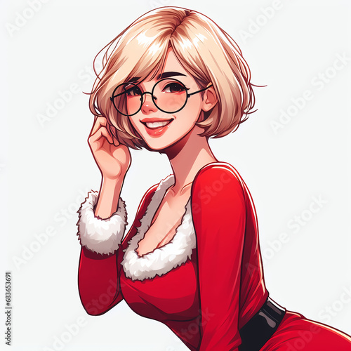 a blonde girl in christmas costumes Illustration photo