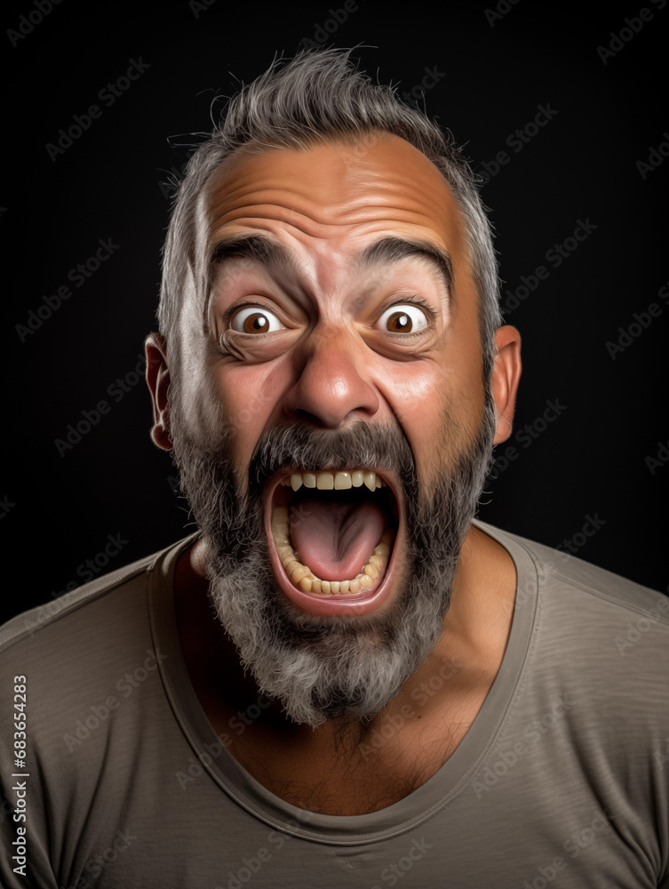 Angry or Shocked Man with Mouth Wide open Angry or Shocked Man with Mouth Wide open