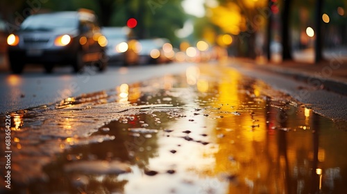 Horizontal View Asphalt Road Wet Surface, Wallpaper Pictures, Background Hd 