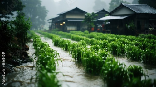 Huge Rain Clouds Over Green Rice, Wallpaper Pictures, Background Hd 