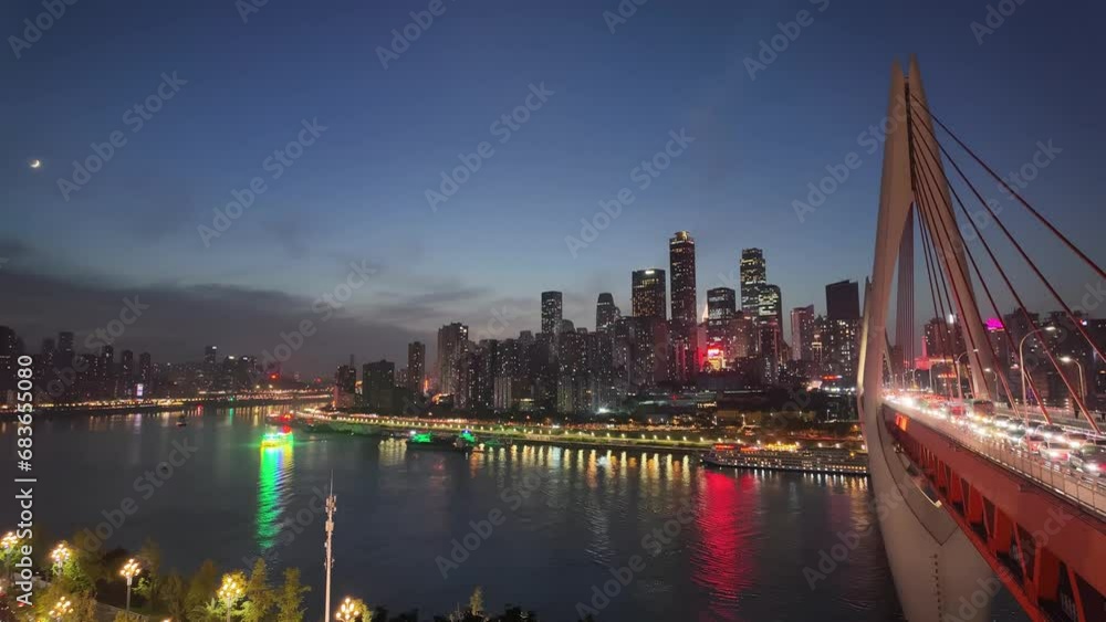 Beautiful Night View Urban Landscape Time Delay Photography, Chongqing, China Beautiful Night View Urban Landscape Time Delay Photography, Chongqing, China