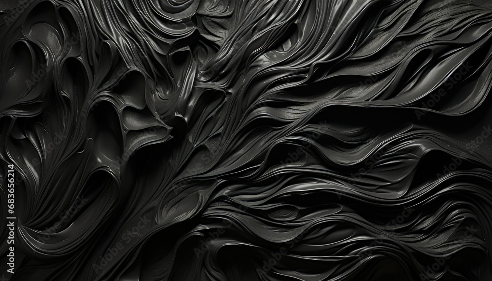 Abstract Black Wave Art Piece with Fluid Motion and Depth Abstract Black Wave Art Piece with Fluid Motion and Depth