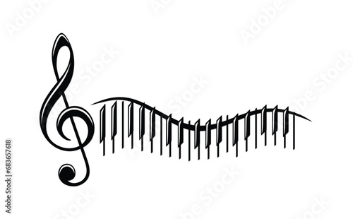 The treble clef symbol with piano.