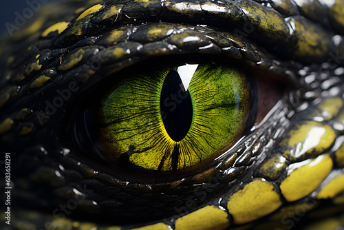Close up of green crocodile reptile eye © Firn