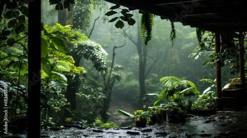 Beautiful Heavy Summer Rain Forest Scene  Wallpaper Pictures  Background Hd 