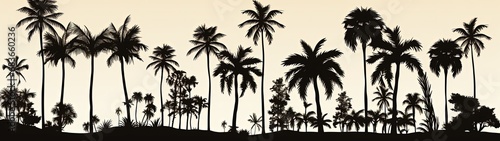 Tranquil Palm Tree Forest in Black and White