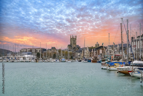 Fecamp, the harbor with fisher boats. photo