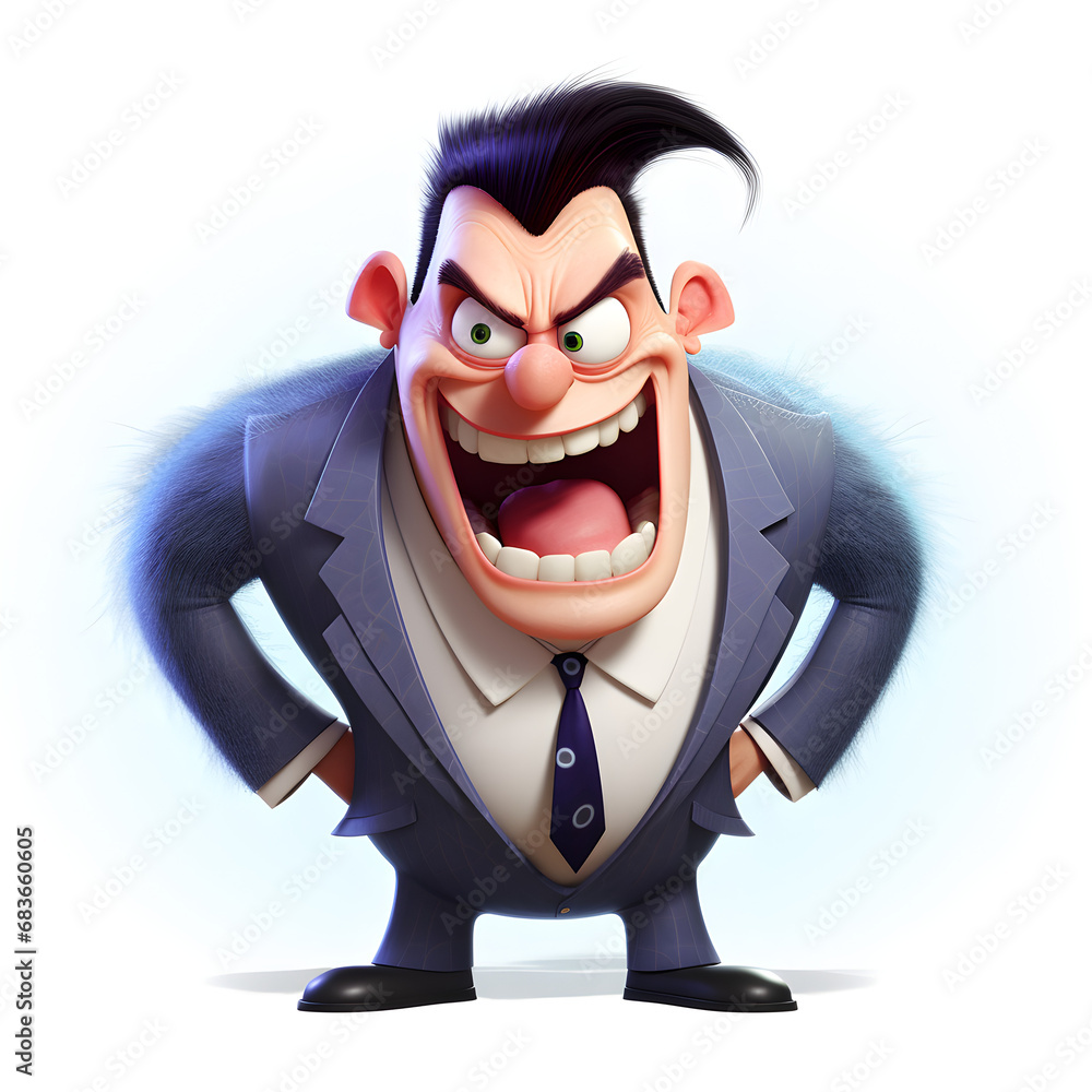 funny villain character, funny art with simple lines on white background