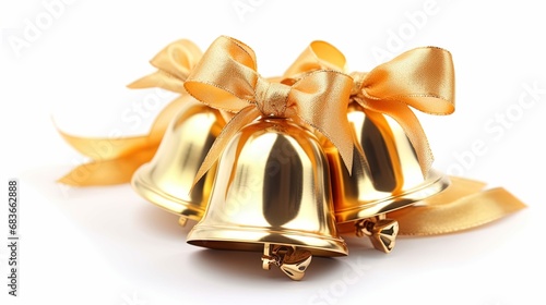 golden christmas bell isolated on white