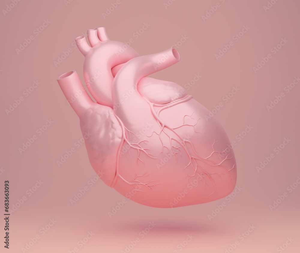 3D illustration with abstract human heart. 