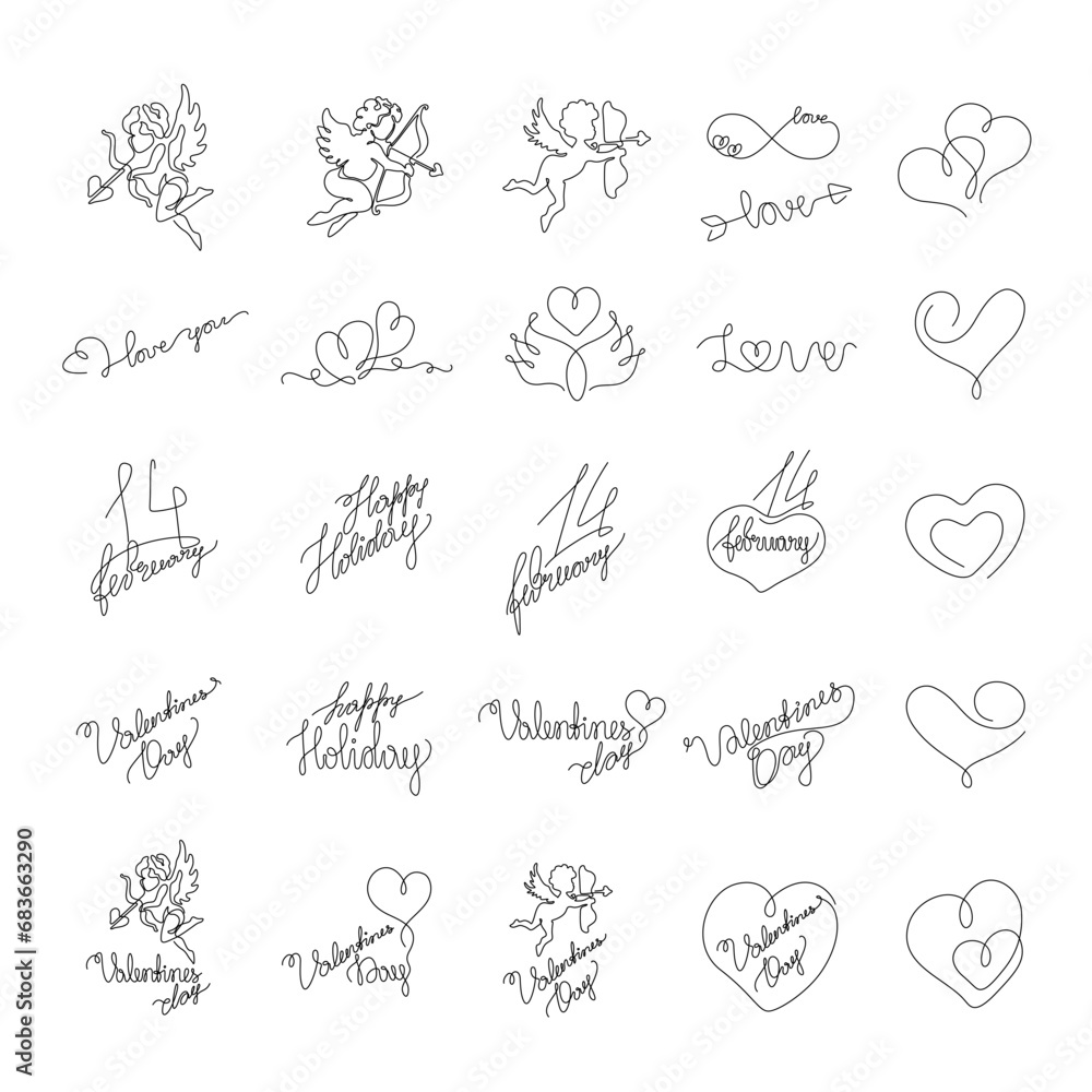 Love set, inspirational mini tattoo, heart an continuous line drawing, valentines inscription, mother day, hand lettering, print for clothes and logo design, isolated vector illustration. Love set, inspirational mini tattoo, heart an continuous line drawing, valentines inscription, mother day, hand lettering, print for clothes and logo design, isolated vector illustration.