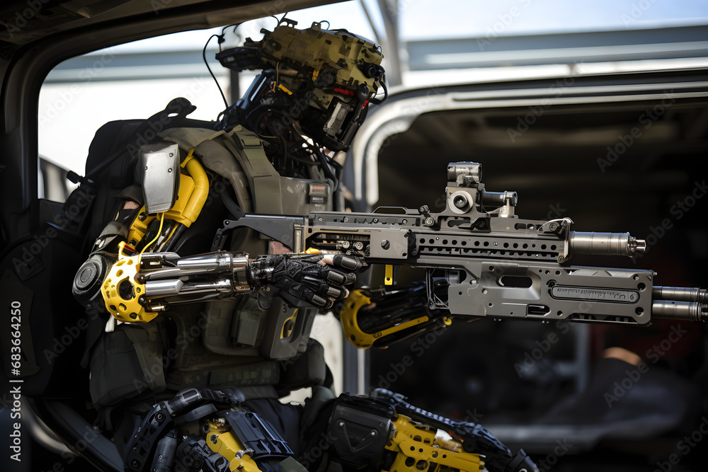 Fototapeta premium military humanoid combat robot concept