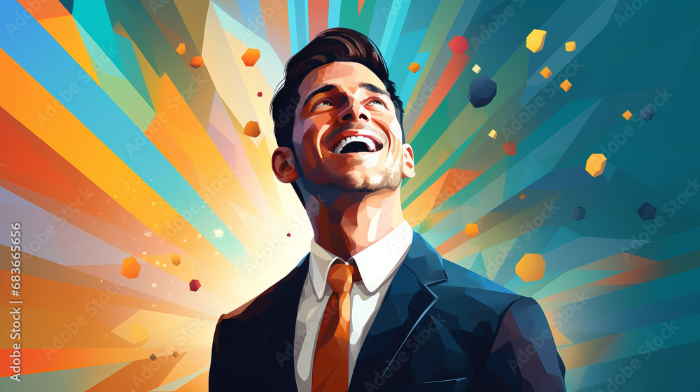 Happy man looking around wearing modern fashionwear Happy man looking around wearing modern fashionwear