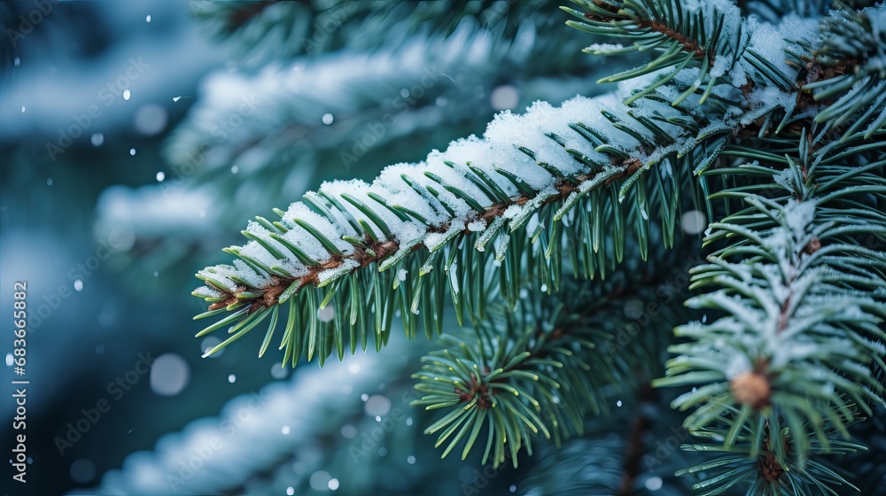 A close photo of a spruce tree covered with snow A close photo of a spruce tree covered with snow