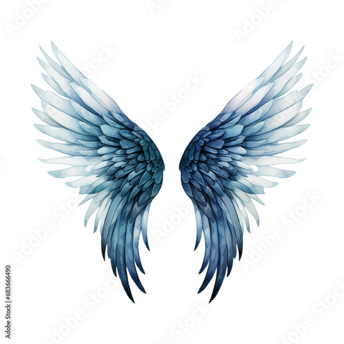 transparent angel wings In navy, gray, light blue, and white colors