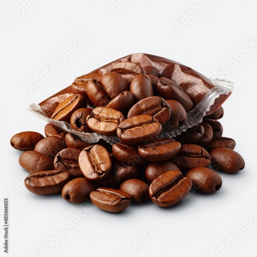 Roasted Coffee Beans Sack Bag Coffe, Isolated On White Background, For Design And Printing