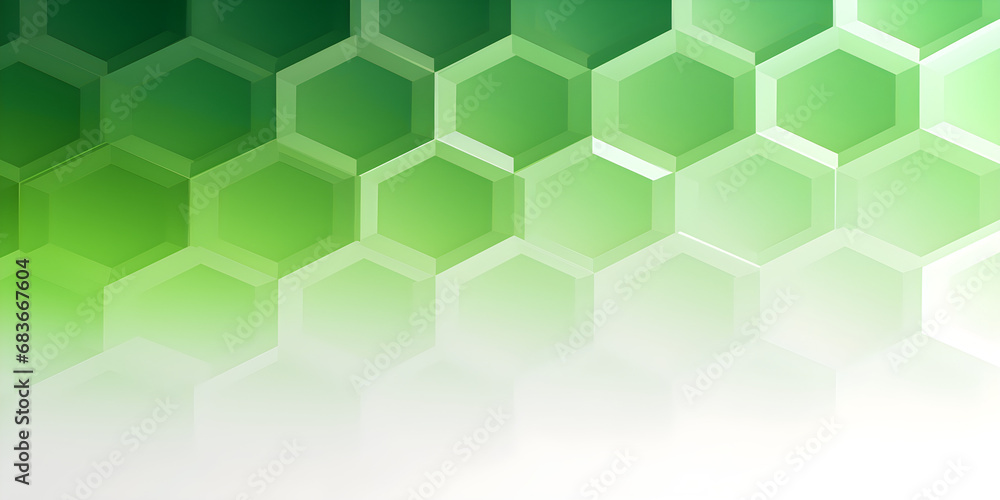 Abstract honey comb white and green background, geometric pattern of hexagons - Architectural, financial, corporate and business brochure template