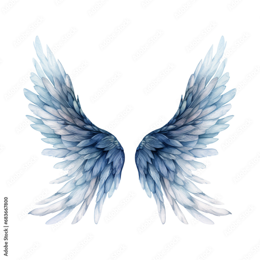 Fototapeta premium transparent angel wings In navy, gray, light blue, and white colors