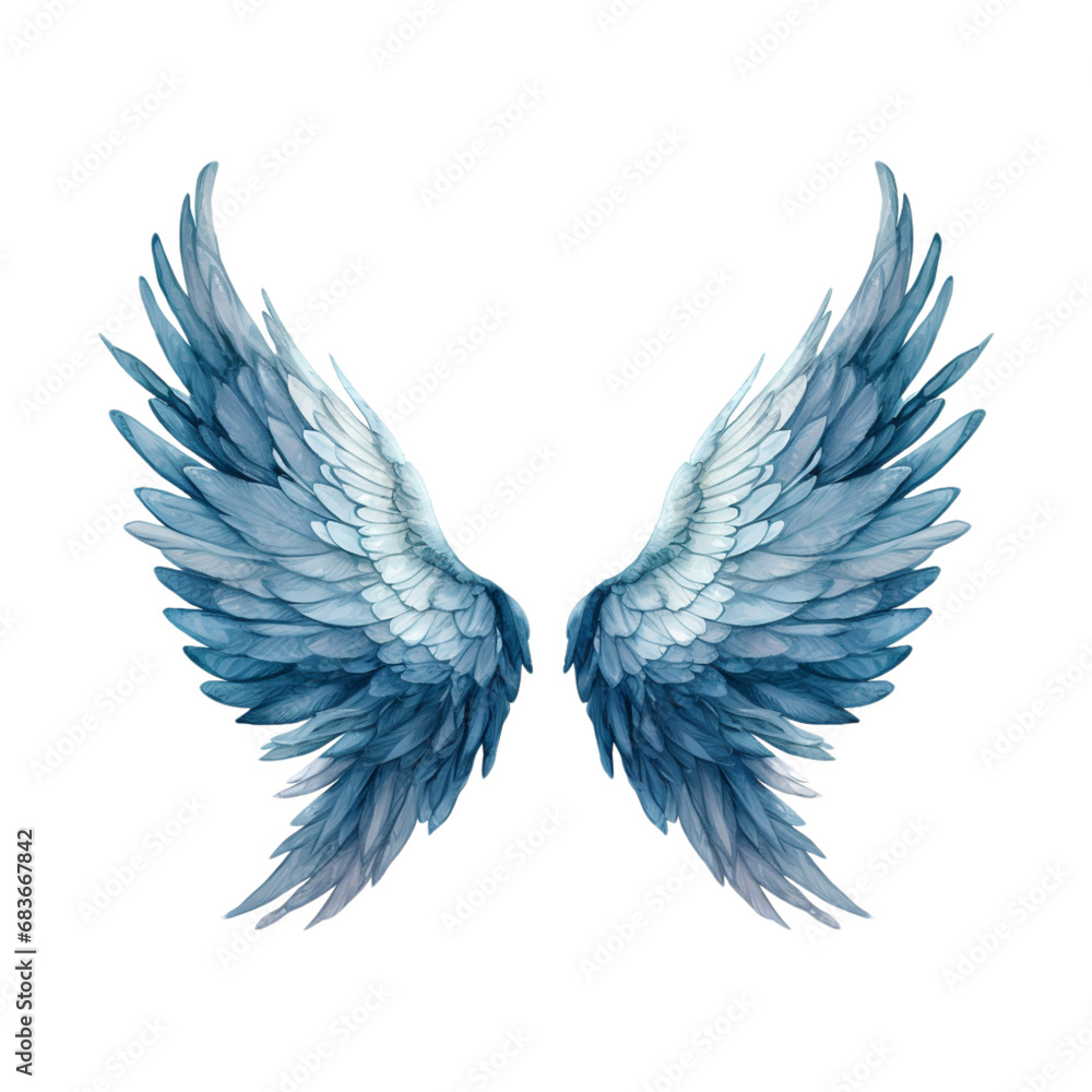 transparent angel wings In navy, gray, light blue, and white colors transparent angel wings In navy, gray, light blue, and white colors
