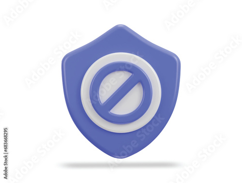 shield with security block, user ban icon isolated illustration