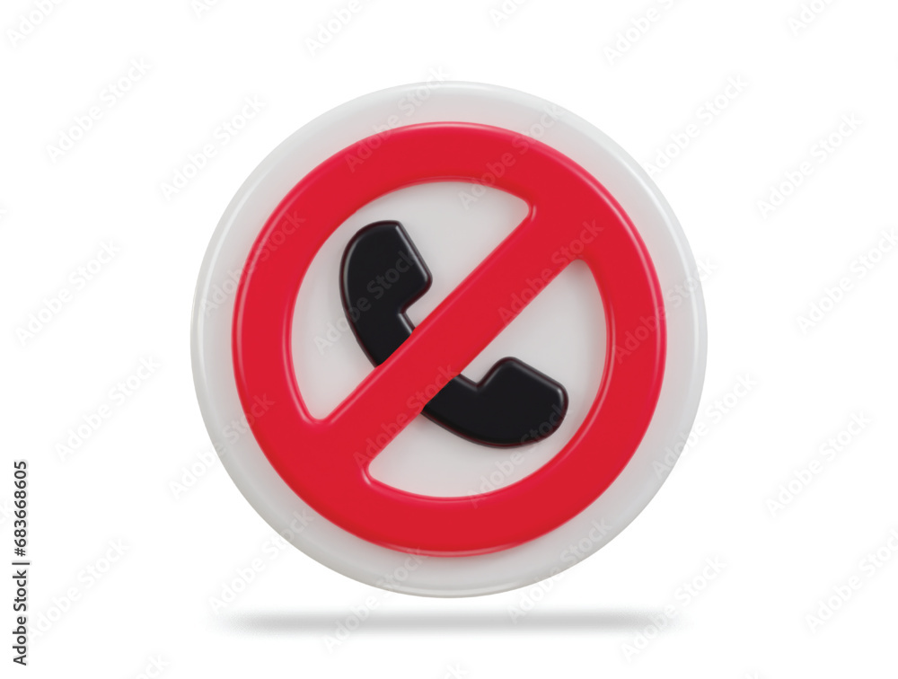 phone call ban, block 3d rendering vector icon illustration phone call ban, block 3d rendering vector icon illustration