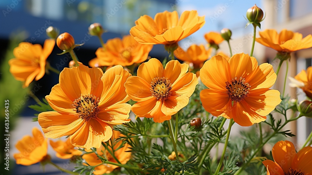 Cosmos bloom in orange.. Cosmos bloom in orange..