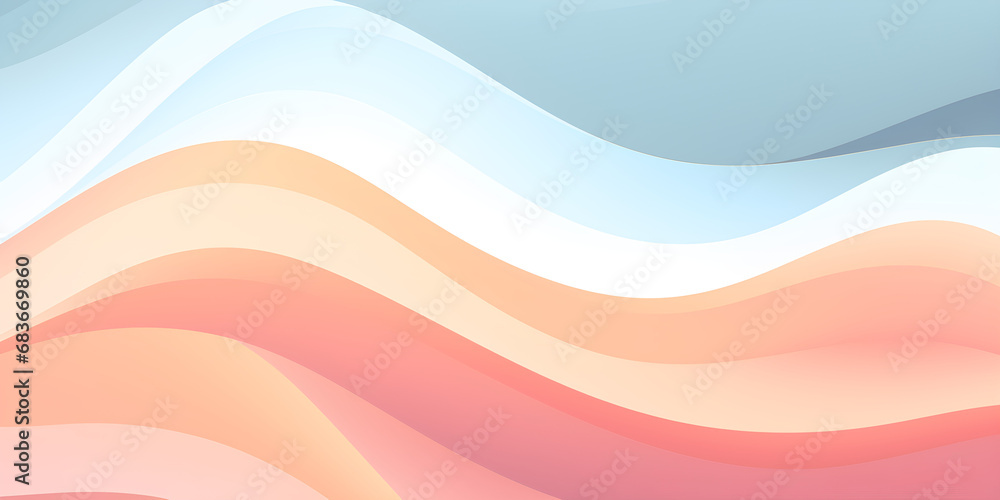 Abstract flowing white and pastel colour background, geometric pattern of waves - Architectural, financial, corporate and business brochure template - obrazy, fototapety, plakaty 