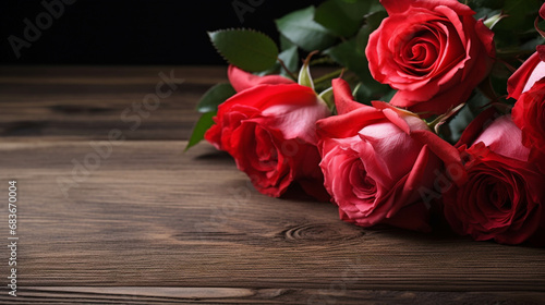 roses set on a wooden floor.