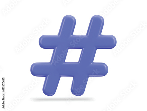 hashtag icon 3d rendering vector illustration
