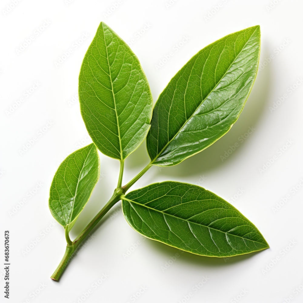 Obraz premium Green Leaves On White Background Botanical, Isolated On White Background, For Design And Printing