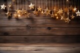 Christmas decorations on wooden background, Generative ai