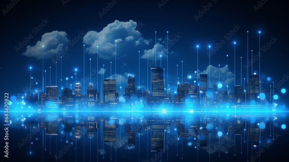 Cloud computing image for smart city background Cloud computing image for smart city background