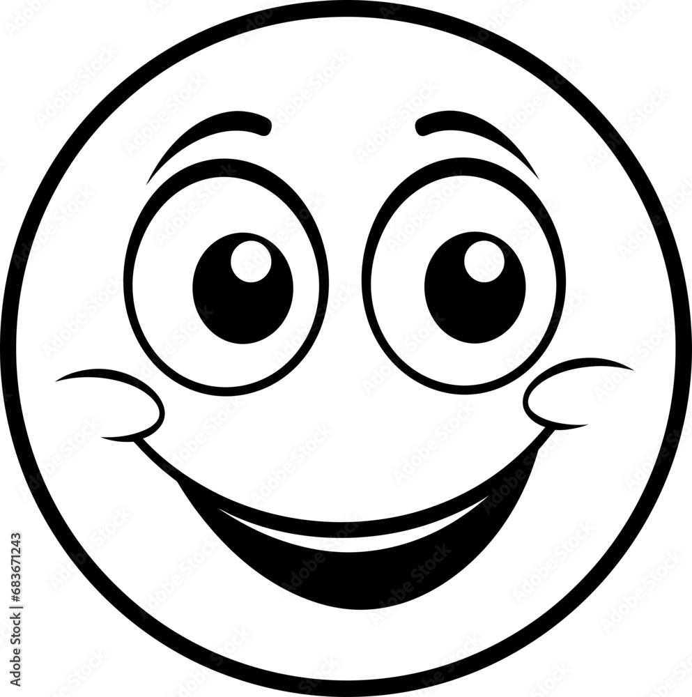 Fototapeta premium Cute emoji coloring page black and white