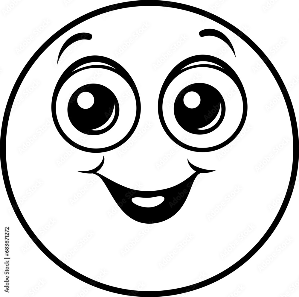 Fototapeta premium Cute emoji coloring page black and white