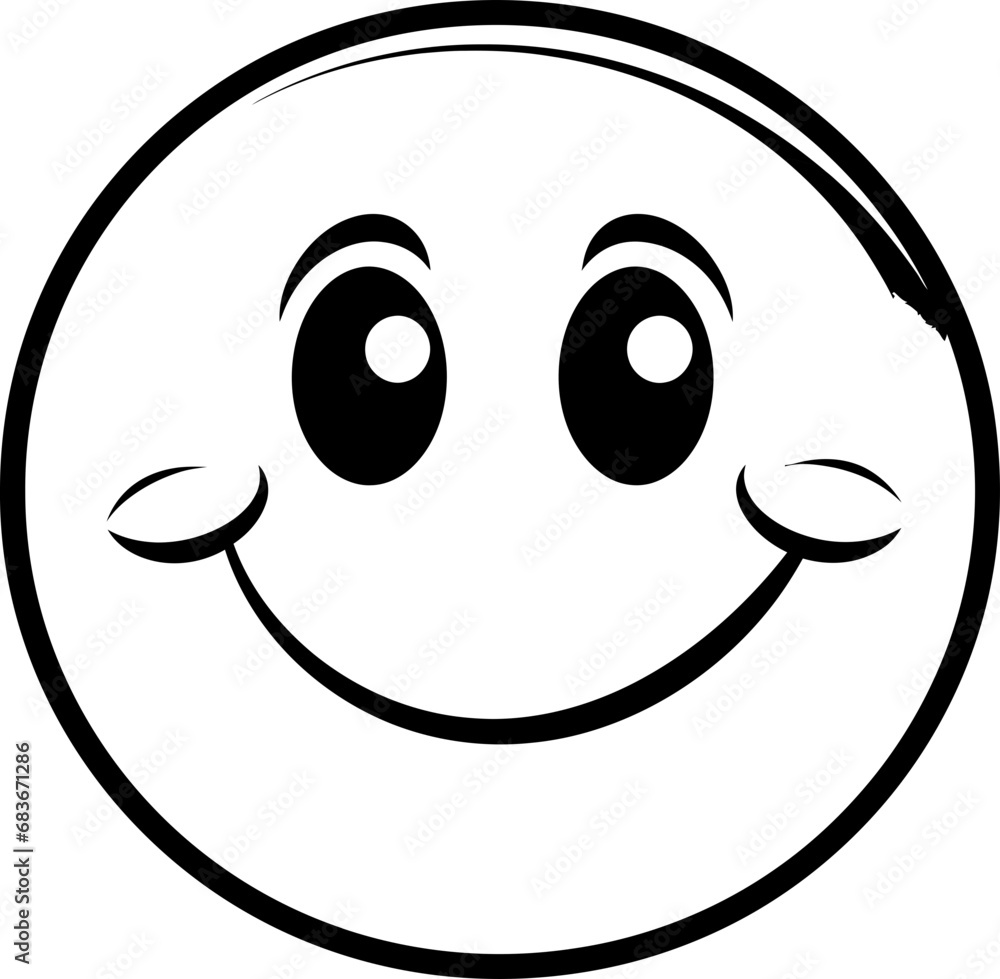 Fototapeta premium Cute emoji coloring page black and white