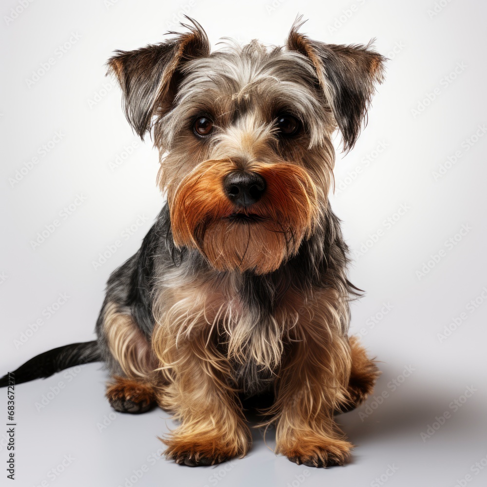 Fantastic Looking Elder Dog Sitting Side, Isolated On White Background, For Design And Printing