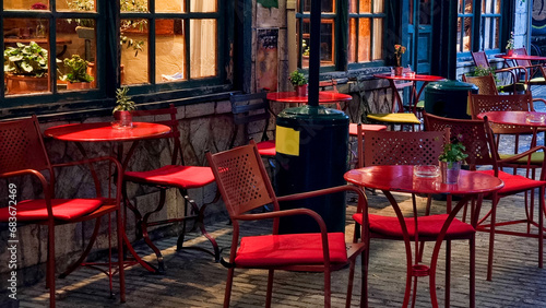 ioannina city in winter rainy days street view greece