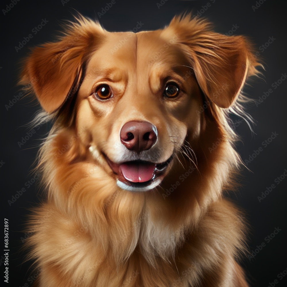 Funny Head Shot Cute Red Cobberdog, Isolated On White Background, For Design And Printing