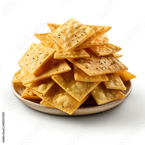 Grain Crisp Tortilla Nacho Chips Sauce, Isolated On White Background, For Design And Printing
