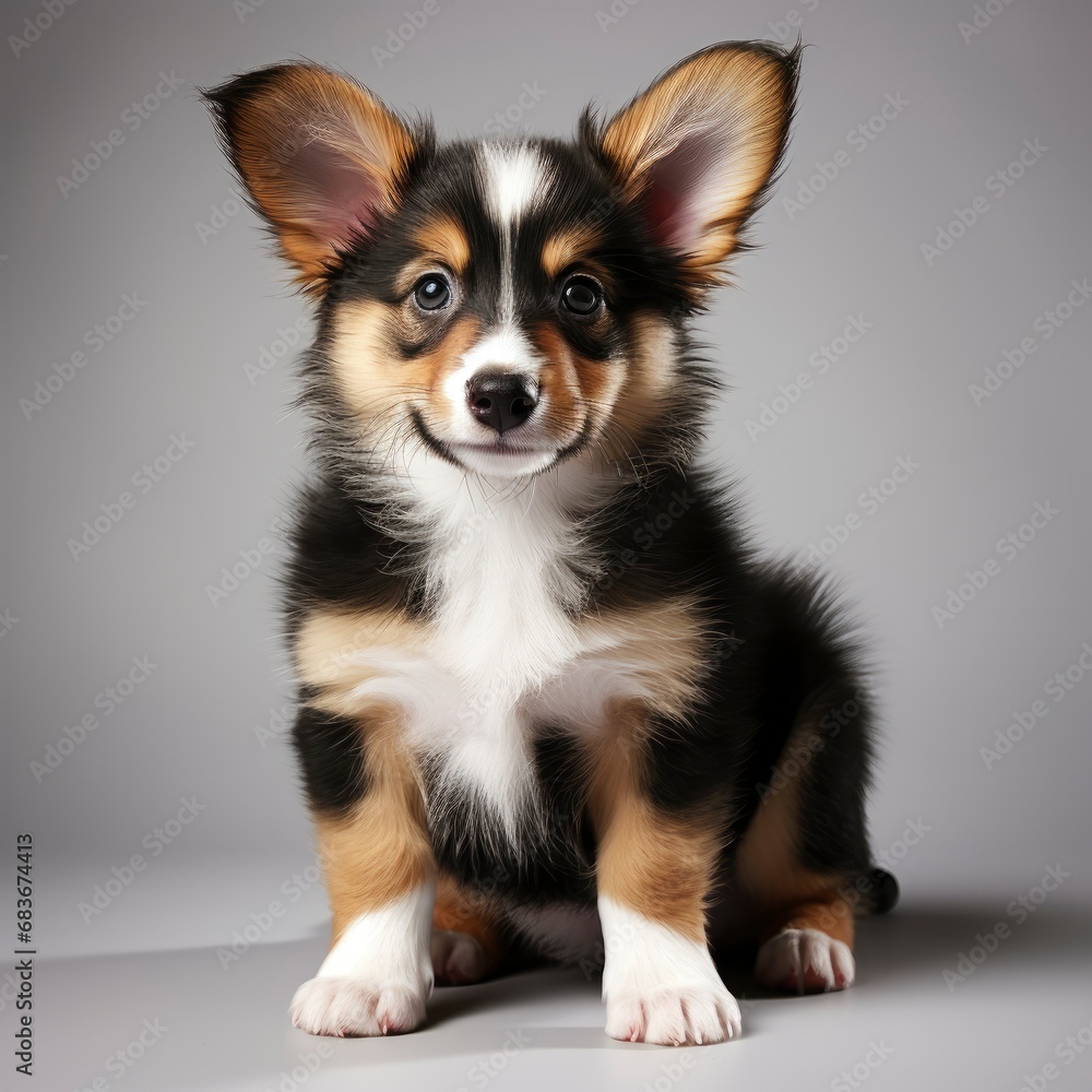 Cute Puppy Corgi Pembroke On White, Isolated On White Background, For Design And Printing Cute Puppy Corgi Pembroke On White, Isolated On White Background, For Design And Printing