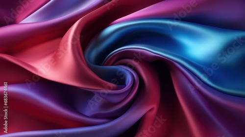 3D rendering of Black blue violet purple maroon red magenta silk satin.