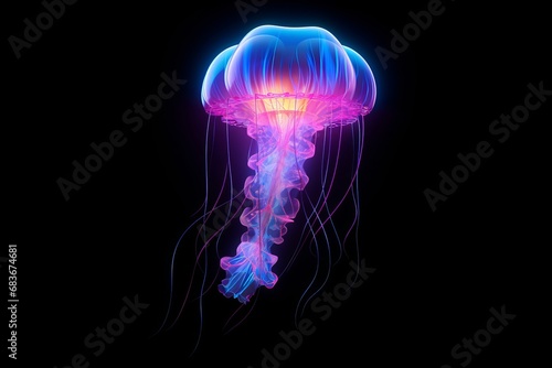 Three dimensional render of glowing jellyfish, Generative AI © Imagery Innovators