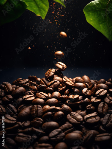 coffee beans in the night, generative ai