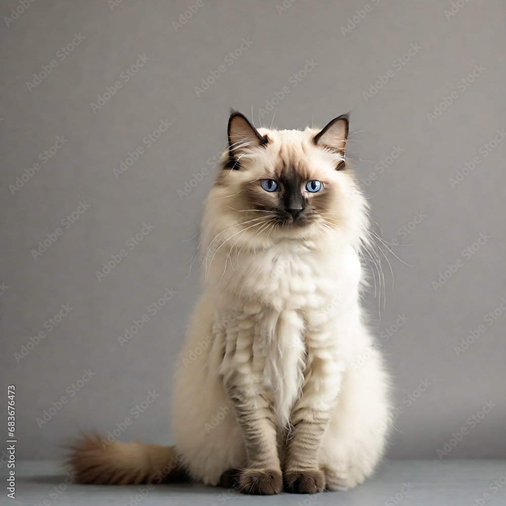 Ragdoll cat with intense blue eyes