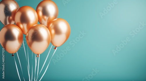 Wallpaper Mural Group of colorful festive glossy balloons on blue background. Torontodigital.ca