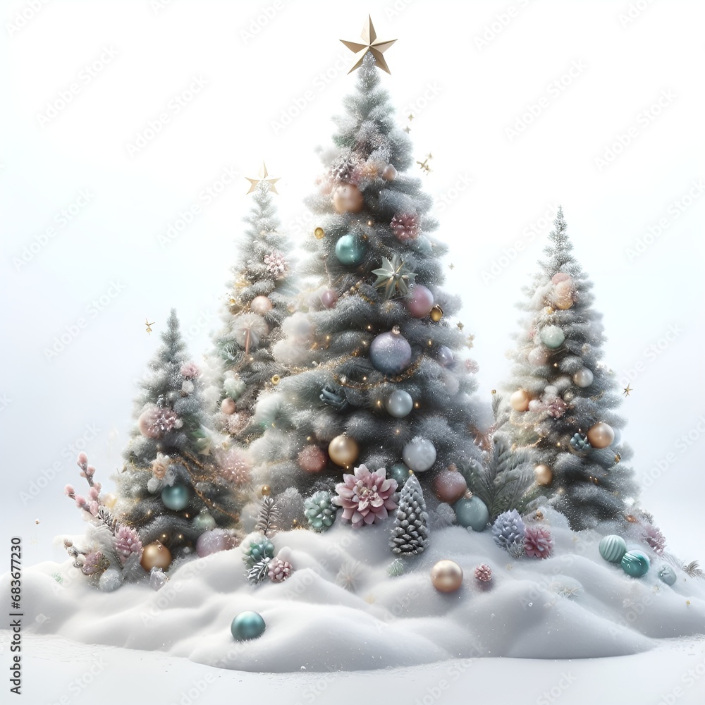 Christmas tree, isolated on white background.Merry Christmas Christmas